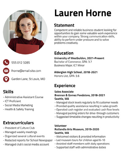 Portada de un curriculum vitae