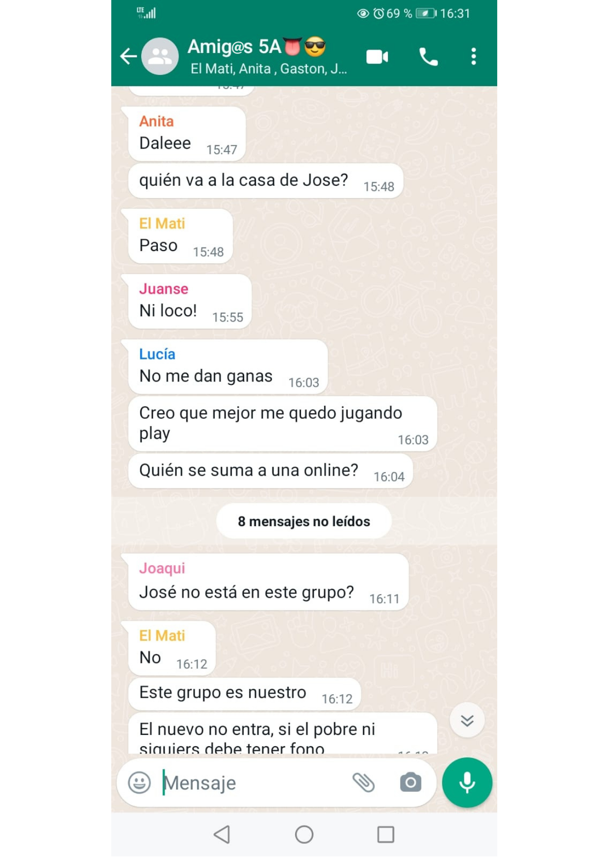 Charla de whatsapp (transcripción a continuación)