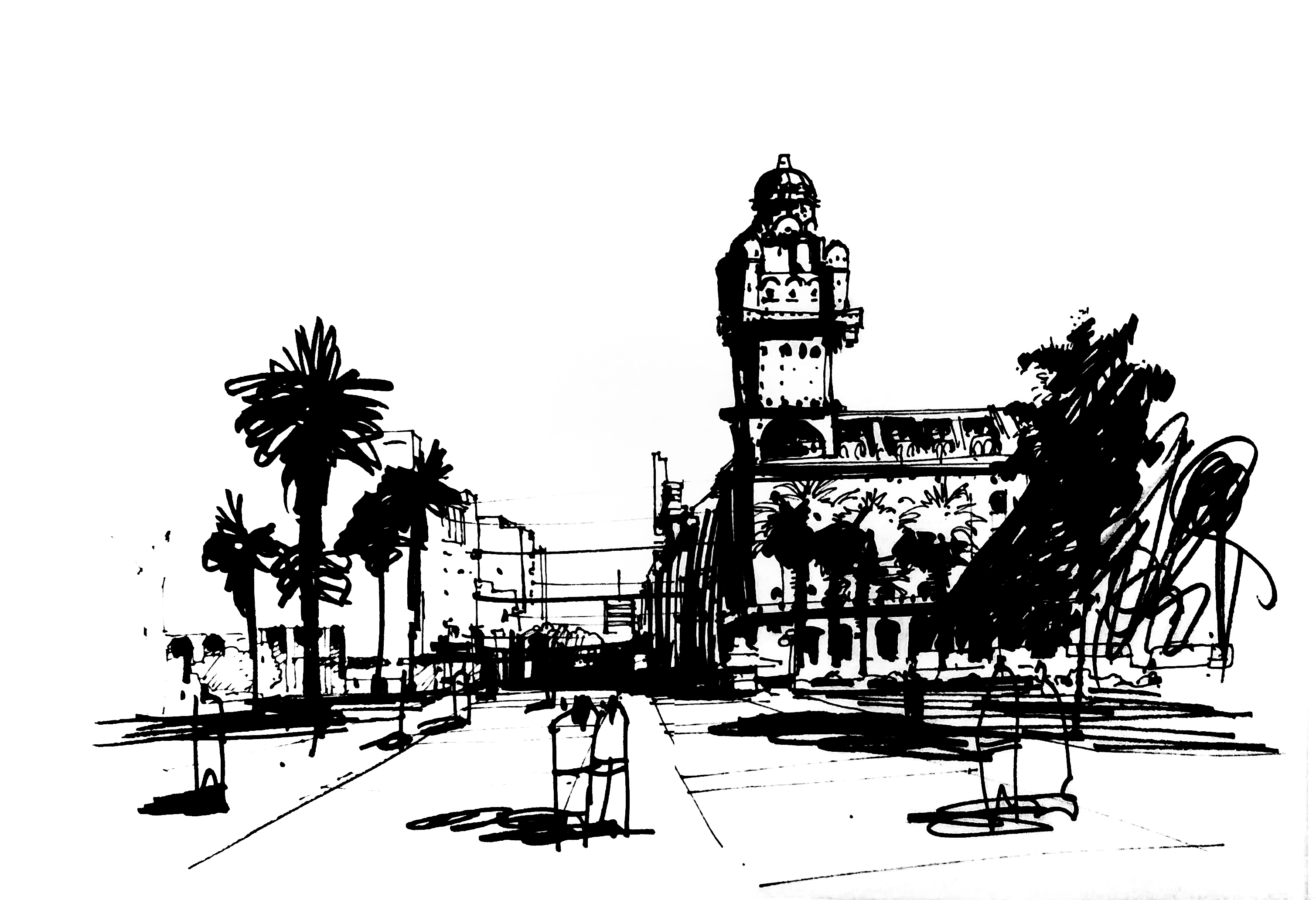 Croquis de la PLaza Independecia, Montevideo,Uruguay