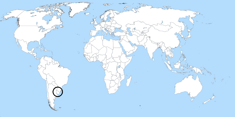 Ubicación de Uruguay en el planisferio