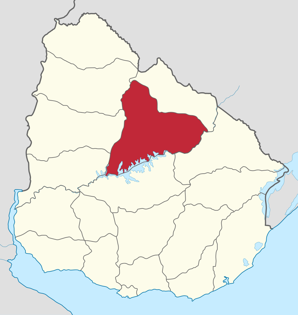 Mapa de Uruguay con departamento de Tacuarembó coloreado con rojo