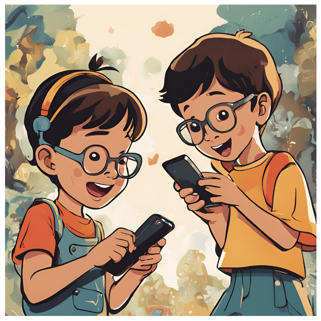 niños con sus móviles