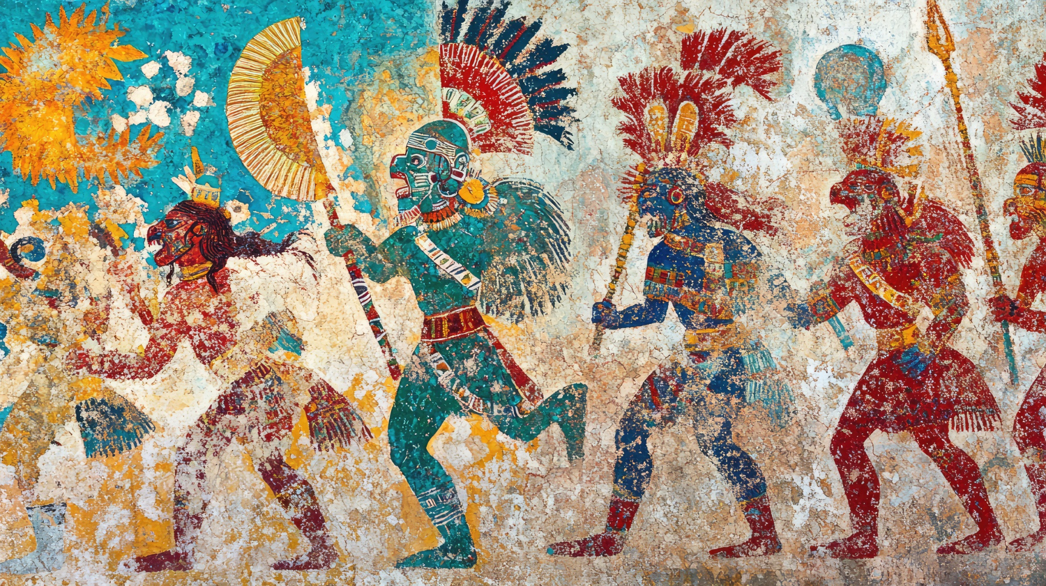 Pintura de un mural azteca