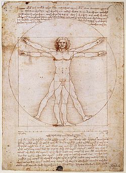 Hombre de Vitruvio, dibujo de Leonardo da Vinci, expresión del canon estético renacentista