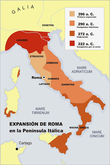 Mapa de Italia localizando Roma