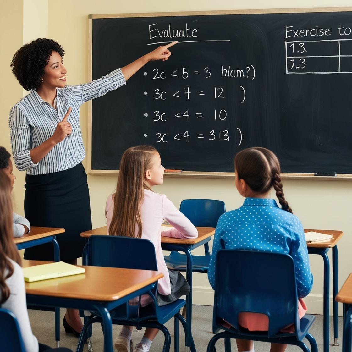 Docente Evaluando a estudiantes en el aula.