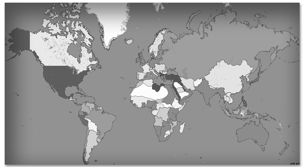 El siguiente mapa muestra la división de los países en 1904.