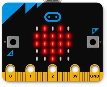 Placa microbit muestra corazón en su pantalla LED