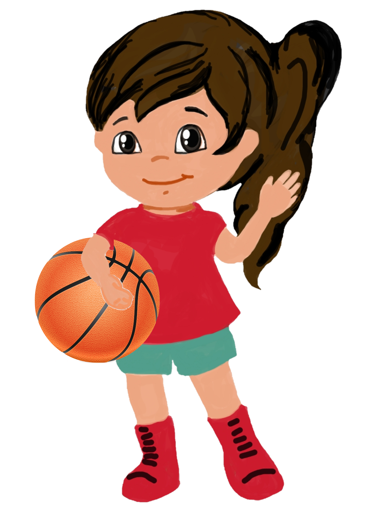 Niña con pelota de basquet