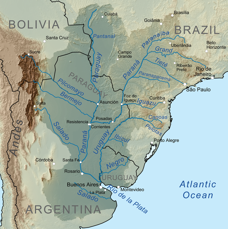 Cuenca del Río de la Plata se ve en el formato de un mapa.