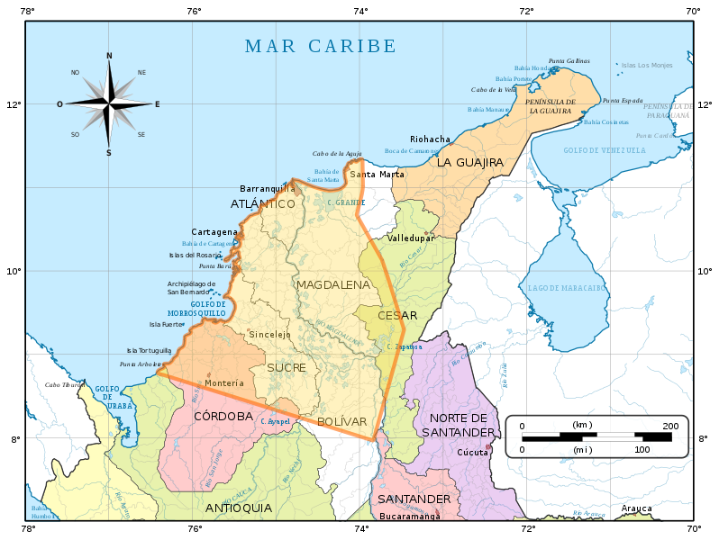 Ámbito geográfico de la cumbia colombiana.