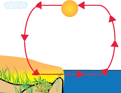 dirección de la corriente de aire - sube del agua