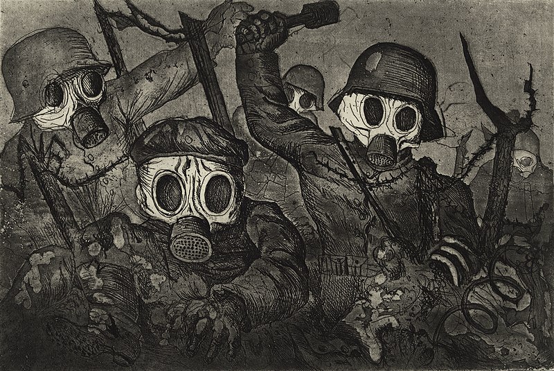 Otto Dix - Soldados avanzando con máscaras