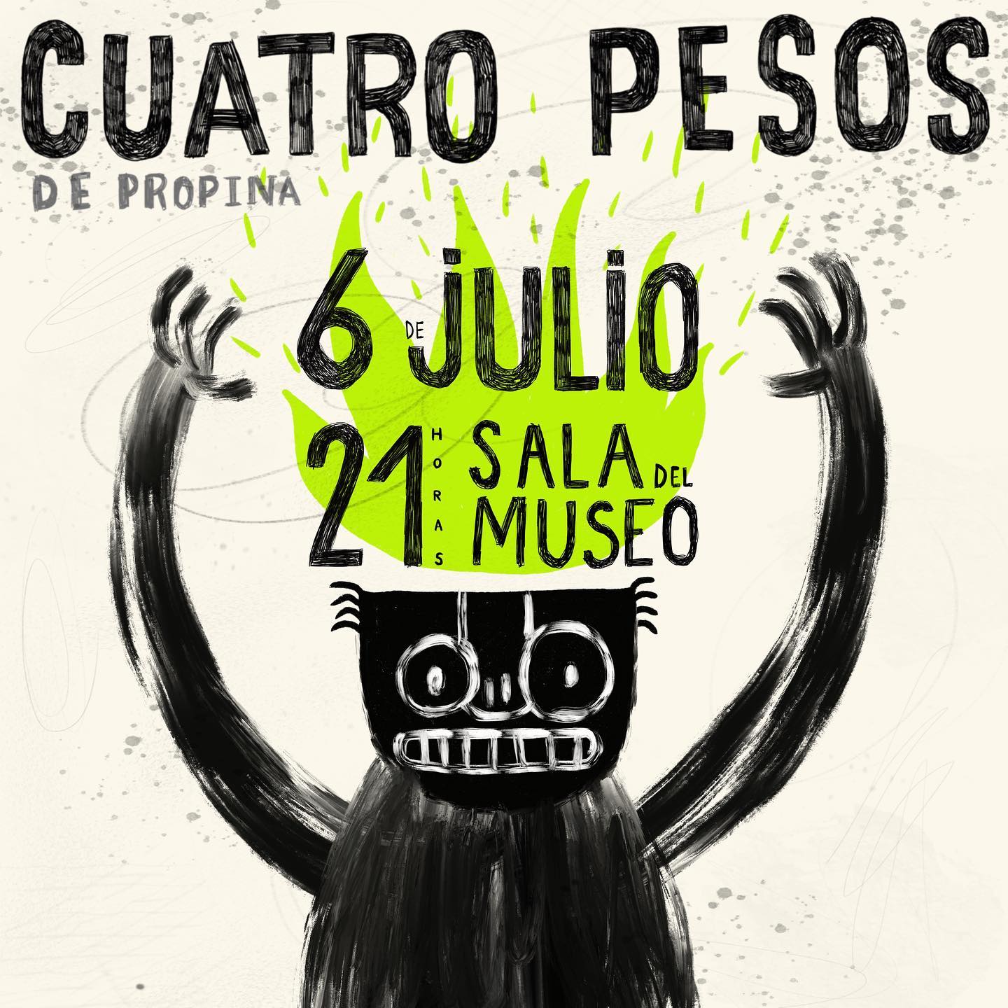 Afiche de la Banda Cuatro pesos de propina. Diseñado por Daniela Beracochea.