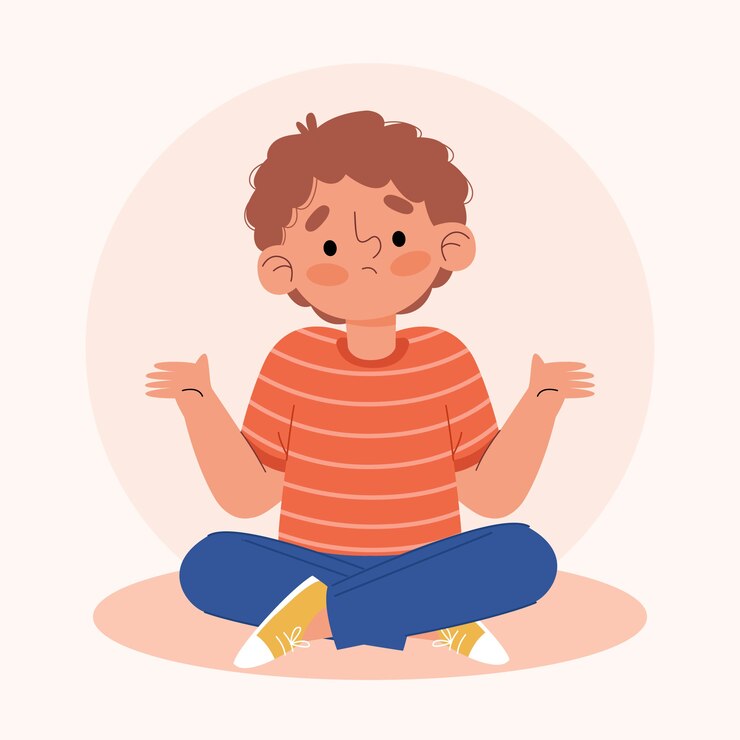 Niño sentado con cara de preocupación
