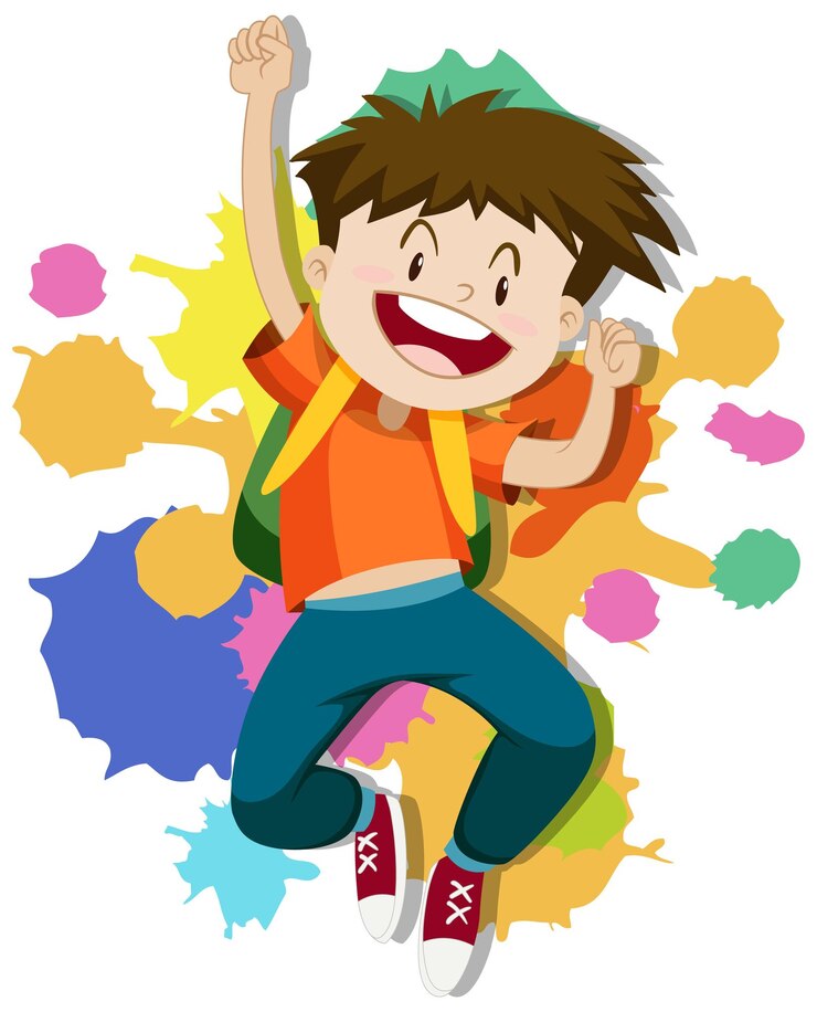 Niño feliz saltando