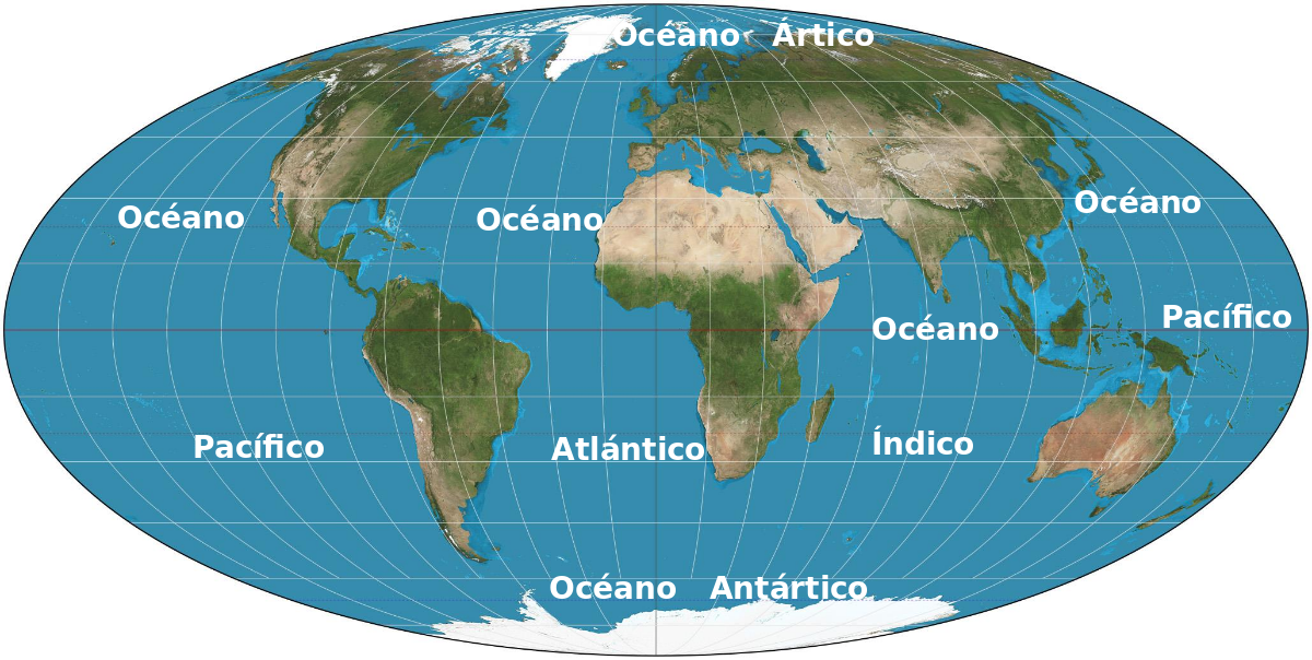 Mapa de Océanos del Mundo
