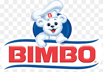 isologotipo de empresa bimbo. Oso blanco con gorro de chef junto a texto que dice Bimbo.