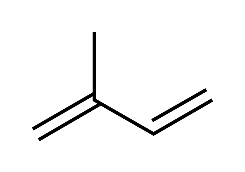 Dibujo simplificado de la estructura de un isopreno