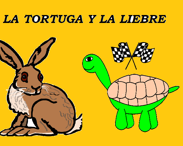 Ilustración de la fábula "La tortuga y la liebre"