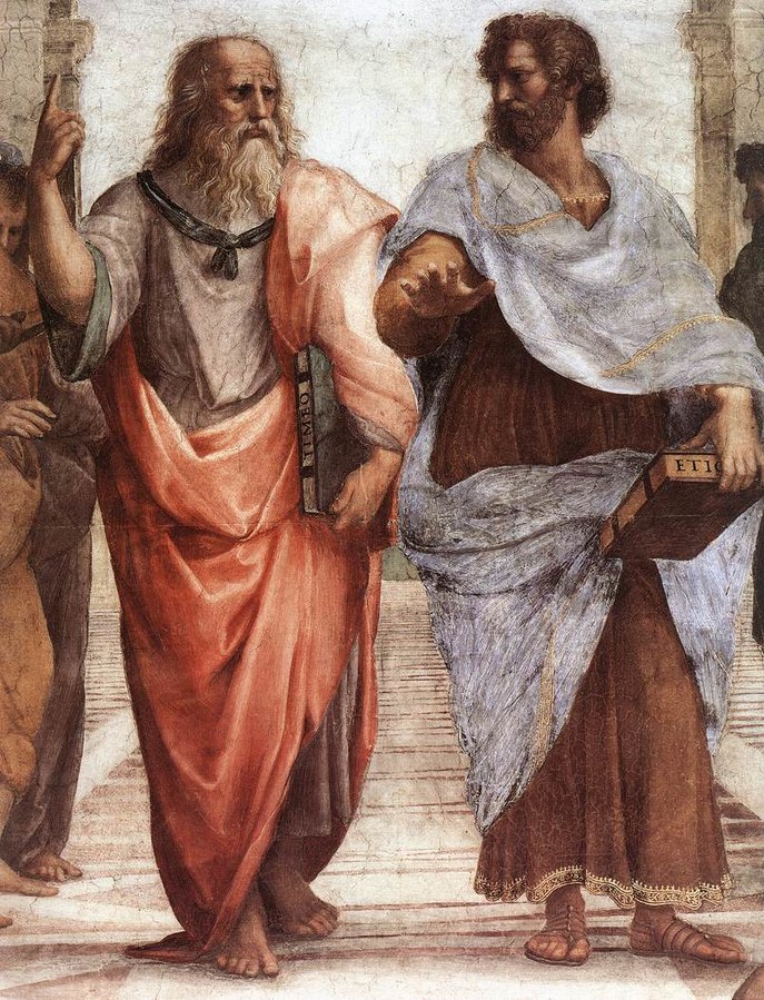 Platón y Aristóteles, detalle de La escuela de Atenas, pintura de Rafael Sanzio