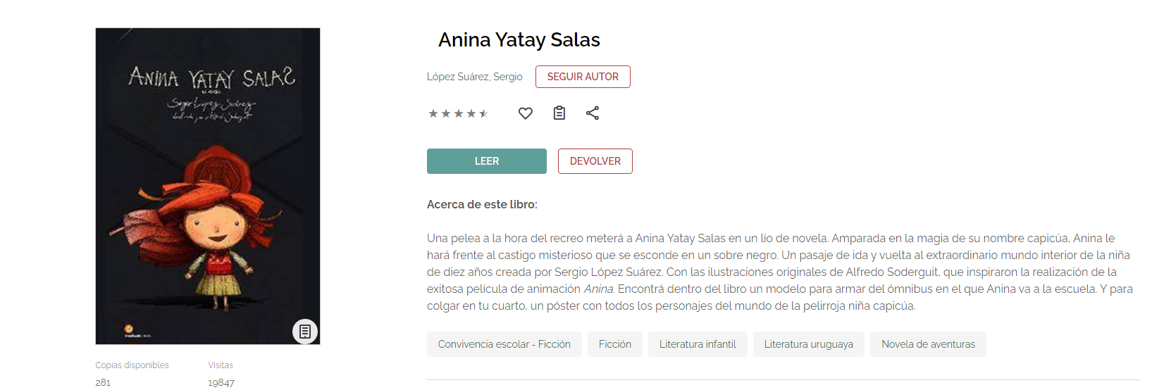 captura de pantalla bibilioteca país del libro Anina Yatay Salas