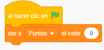 Cómo fijar la variable puntos en cero