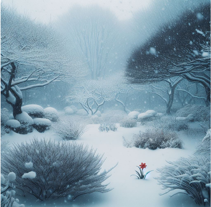 jardín con nieve