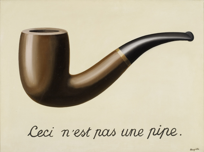 Pintura de una pipa con una leyenda escrita en francés