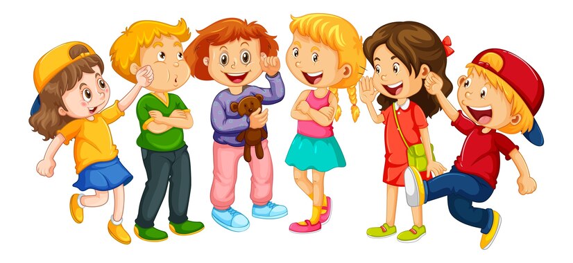 Grupo de niños y niñas contentos. Sonríen y festejan