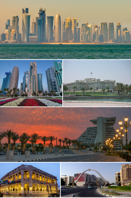 Collage de fotos con paisaje humanizado en Doha la capital de Catar